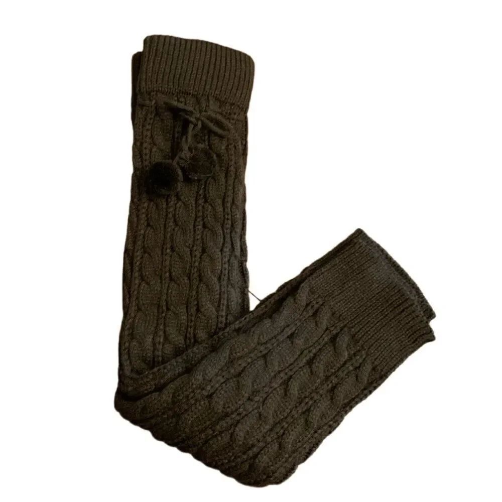 Brown Cable Knit Leg Warmers OS
